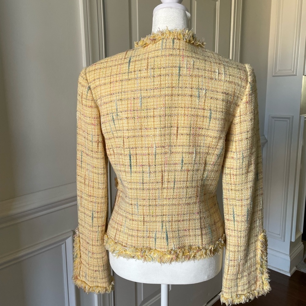 Yellow Tweed Women's Jacket Size 6 - Picture 3 of 9